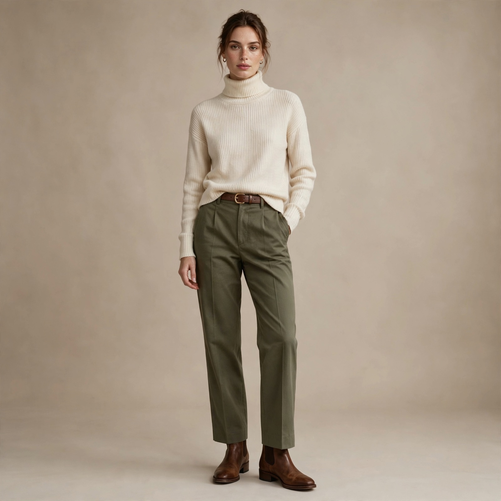 Outfit post: warm autumn palette, olive and cream